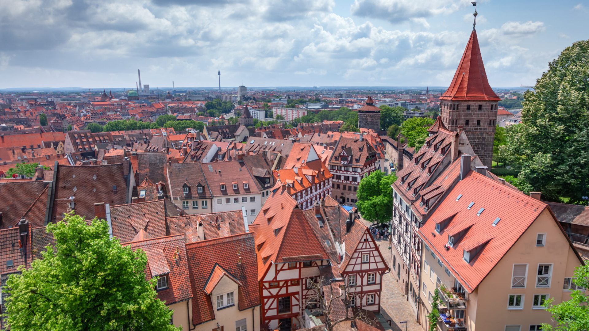 Nuremberg,Old,Town,Aerial,Panoramic,View,,Bavaria,,Germany